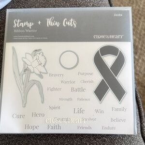 Close to My Heart Ribbon Warrior Stamp & Thin Cuts – Gray Accent